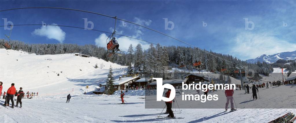 Ski run, Gressan, Pila, Valle d'Aosta, Italy