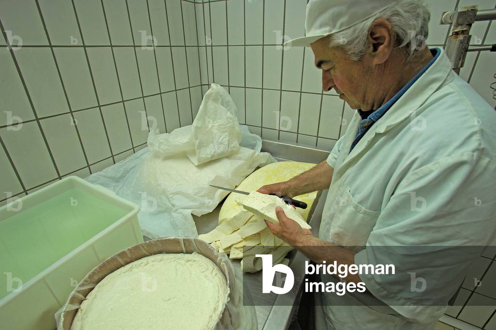 Preparation of provolone del monaco, Naples, Campania, Italy