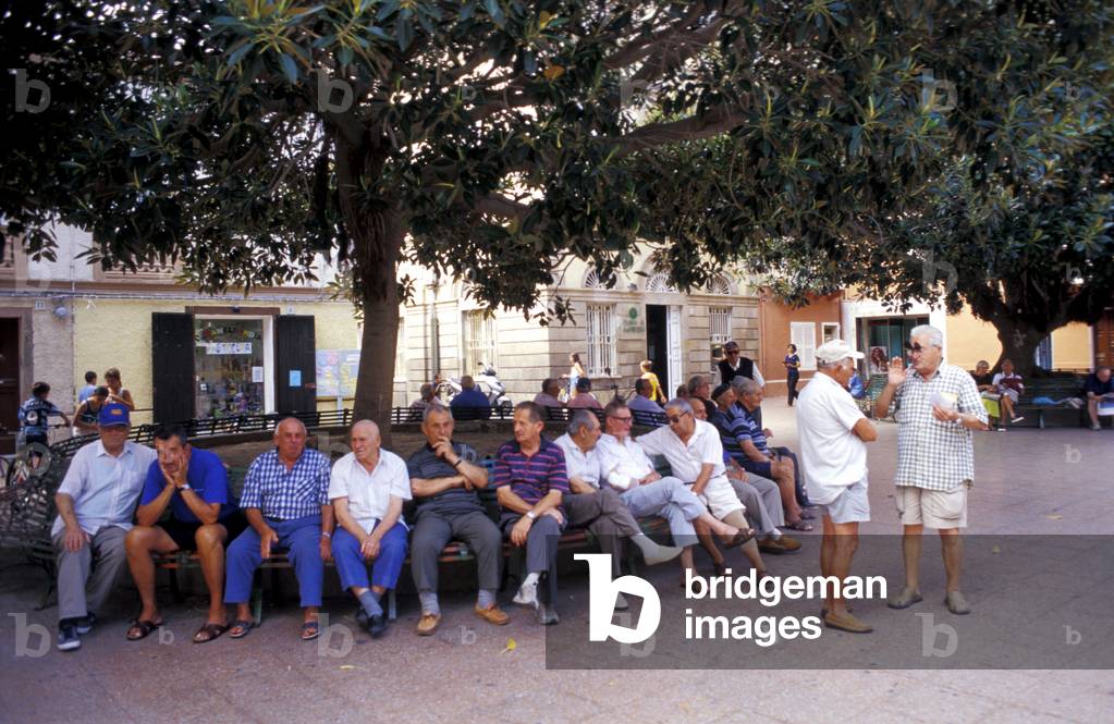 People in the square, Carloforte, Sardinia, Italy