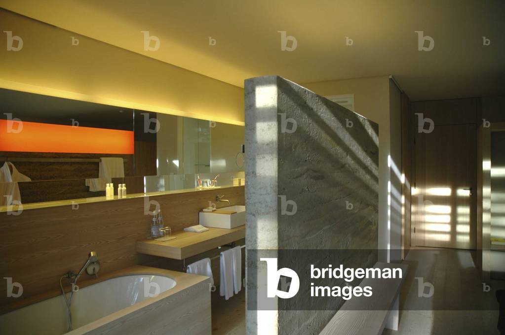A bathroom of a room, Vigilius hotel, Lana, Trentino Alto Adige, Italy