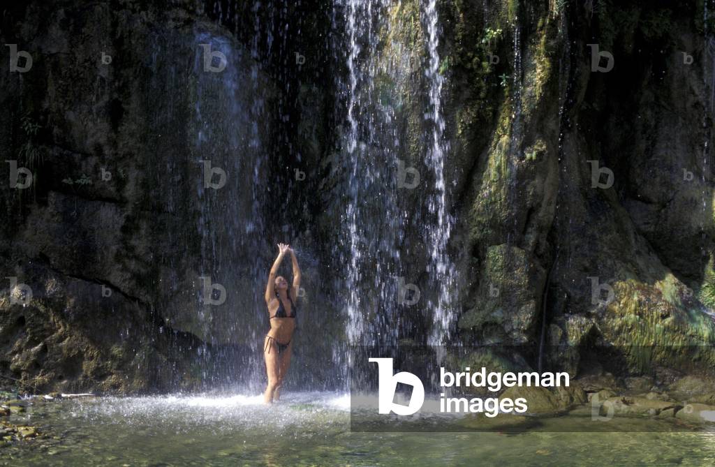 Waterfall, Pigna ancient thermal baths, Ligury, Italy