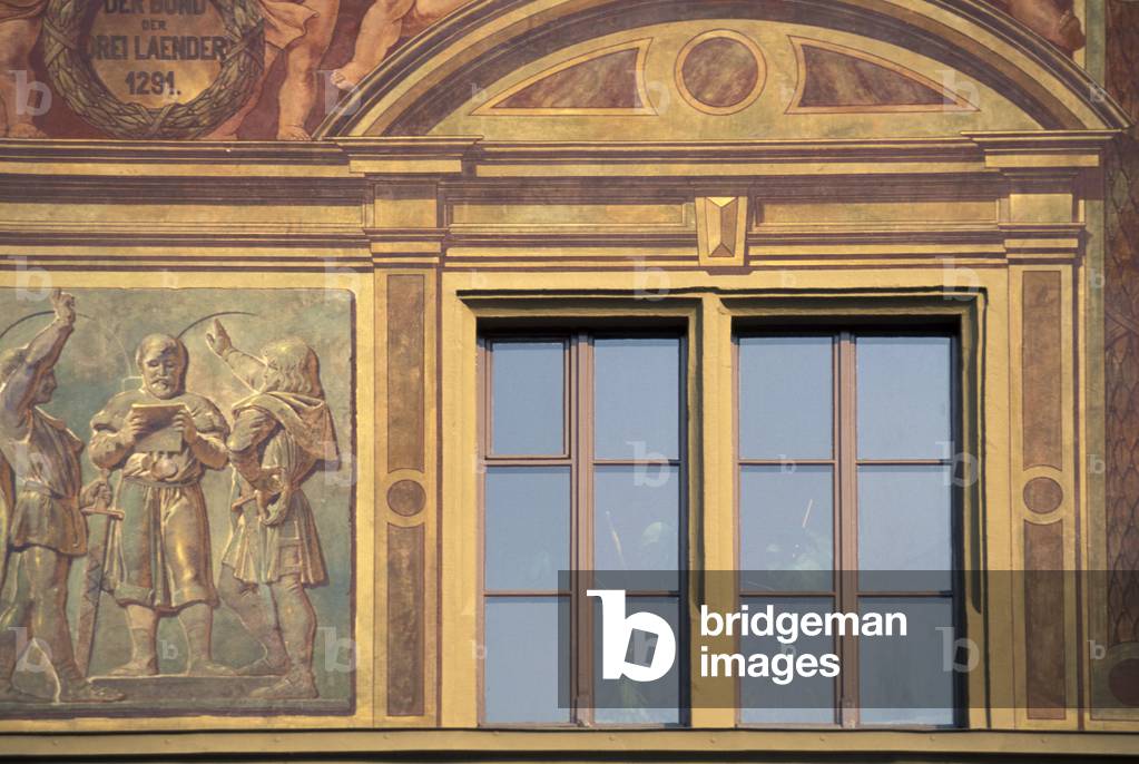 rathaus details, schwyz, switzerland