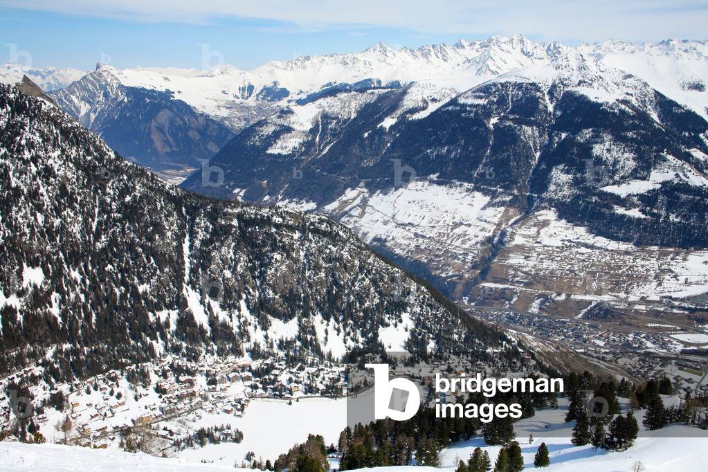 Landscape on Champex and Orsières villages, Pays du Saint Bernard, Switzerland, Europe