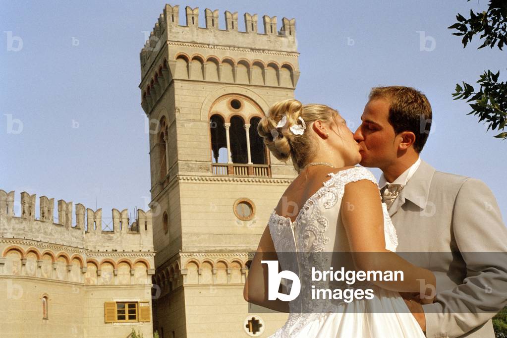 Married couple kissing, Italy