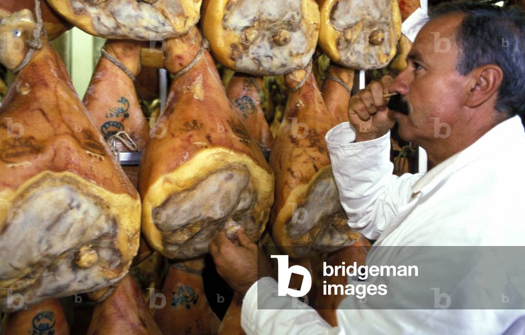 Preparation of ham, Prosciuttificio Unibon, Langhirano, Emilia Romagna, Italy