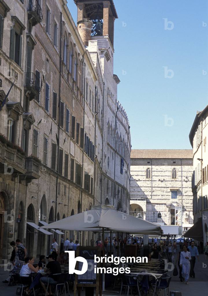 Corso Vannucci and Priori palace, Perugia, Umbria, Italy.