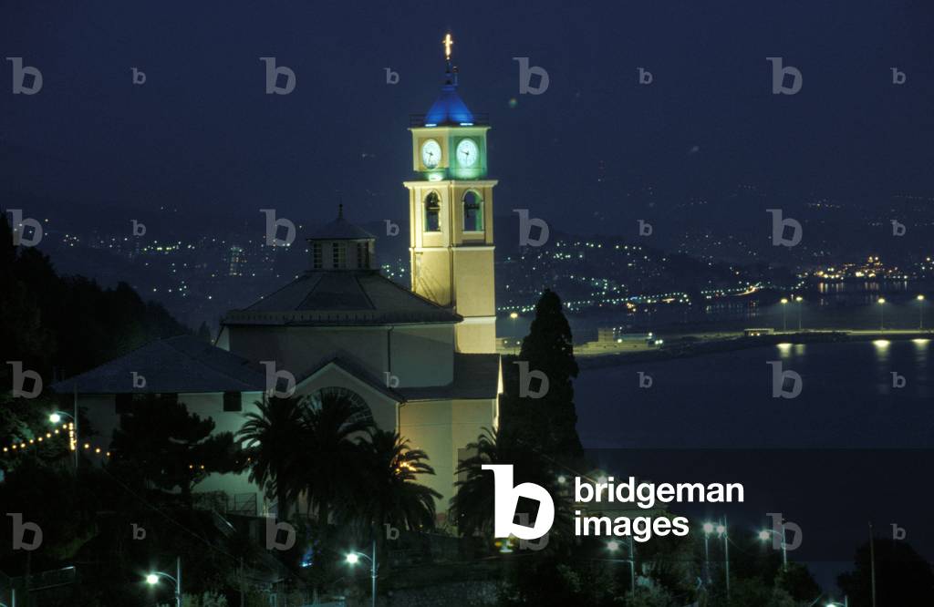 Cityscape by night, Crevari, Ligury, Italy