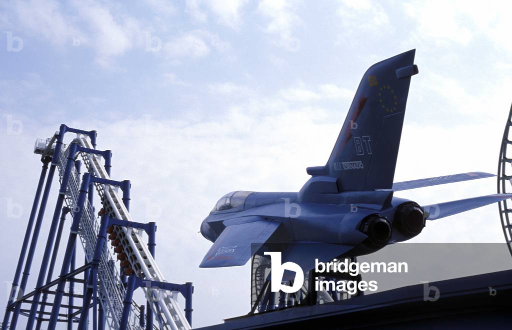 Blue Tornado roller coaster, Gardaland amusement park, Castelnuovo del Garda, Veneto, Italy