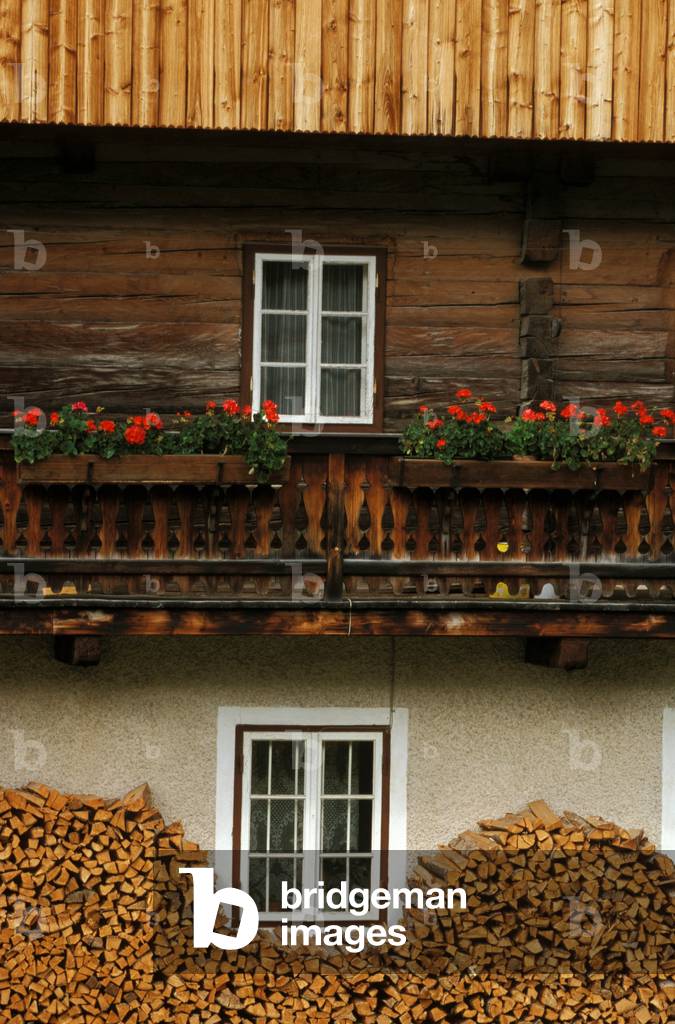 Balcony, Typical building (Maso), Val Pusteria, Trentino Alto Adige, Italy