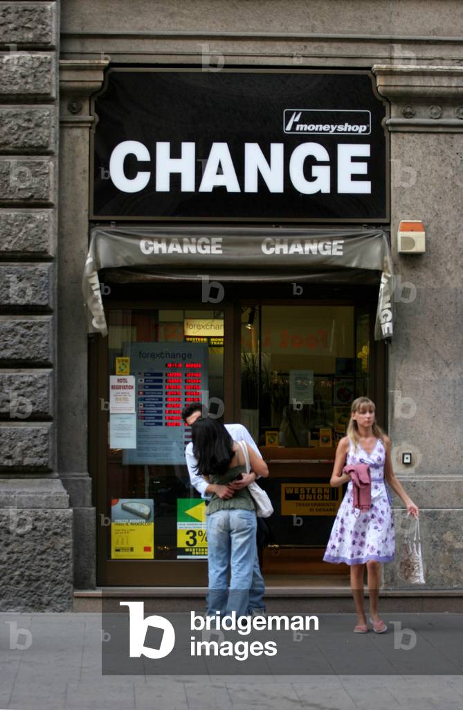 Change point, Dante street, Milan, Lombardy, Italy