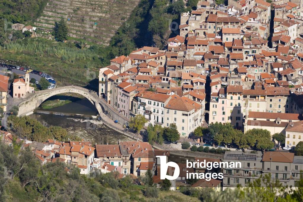 Cityscape from the western hills, Dolceacqua, Ligury, Italy