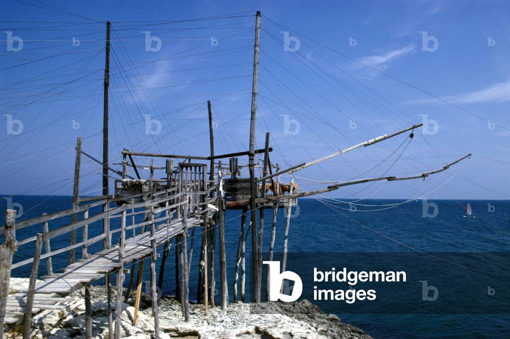 A “” trabucco”” for fishing, Gargano national park, Puglia, Italy.