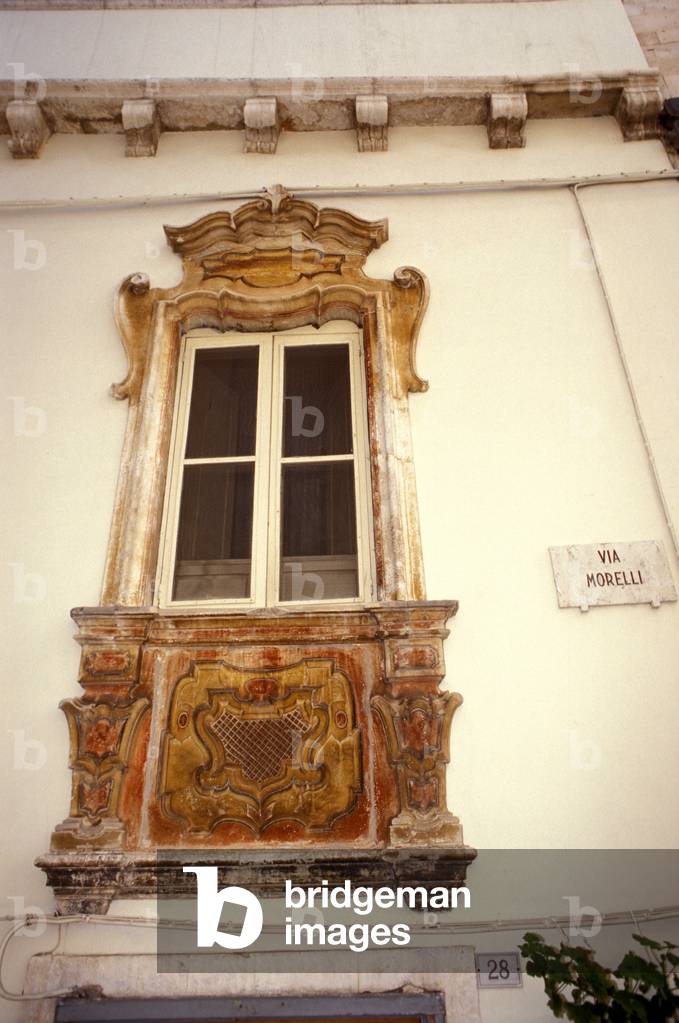 Baroque window, Locorotondo, Val d'Itria, Puglia, Italy