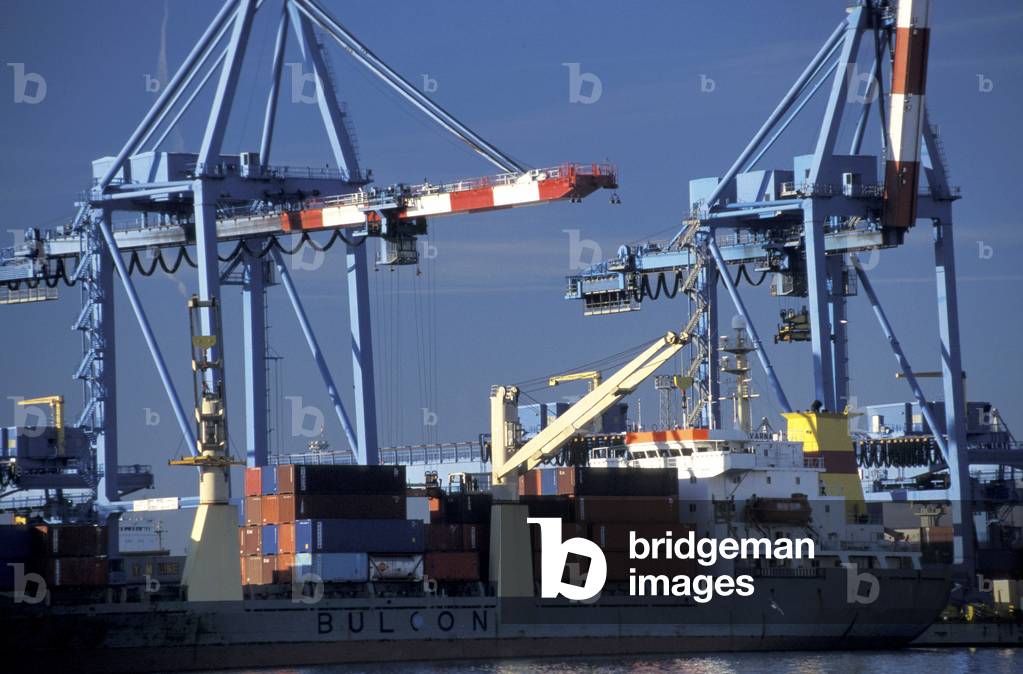 Cranes, Industrial harbour, Genoa, Ligury, Italy