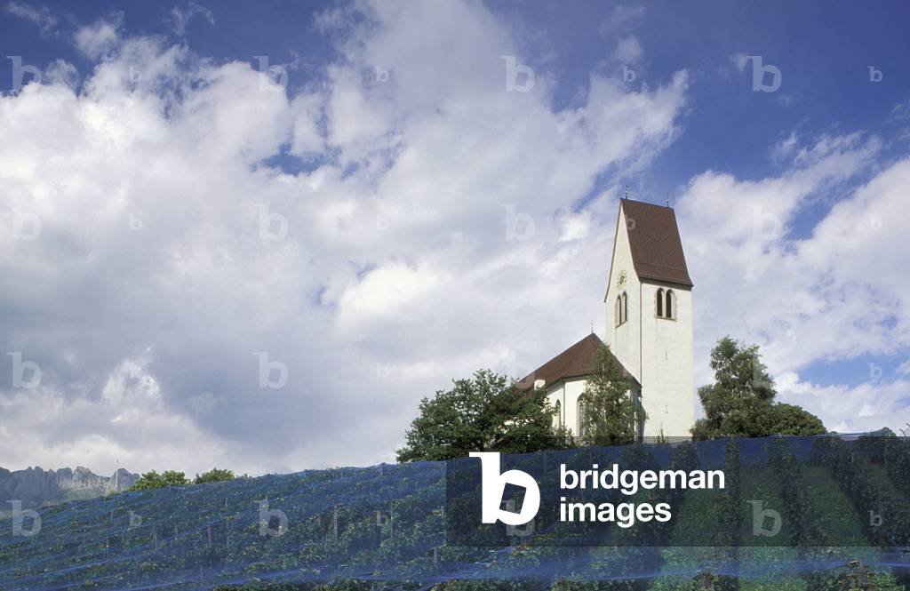 chiesa e vigneti, bandern, liechtenstein