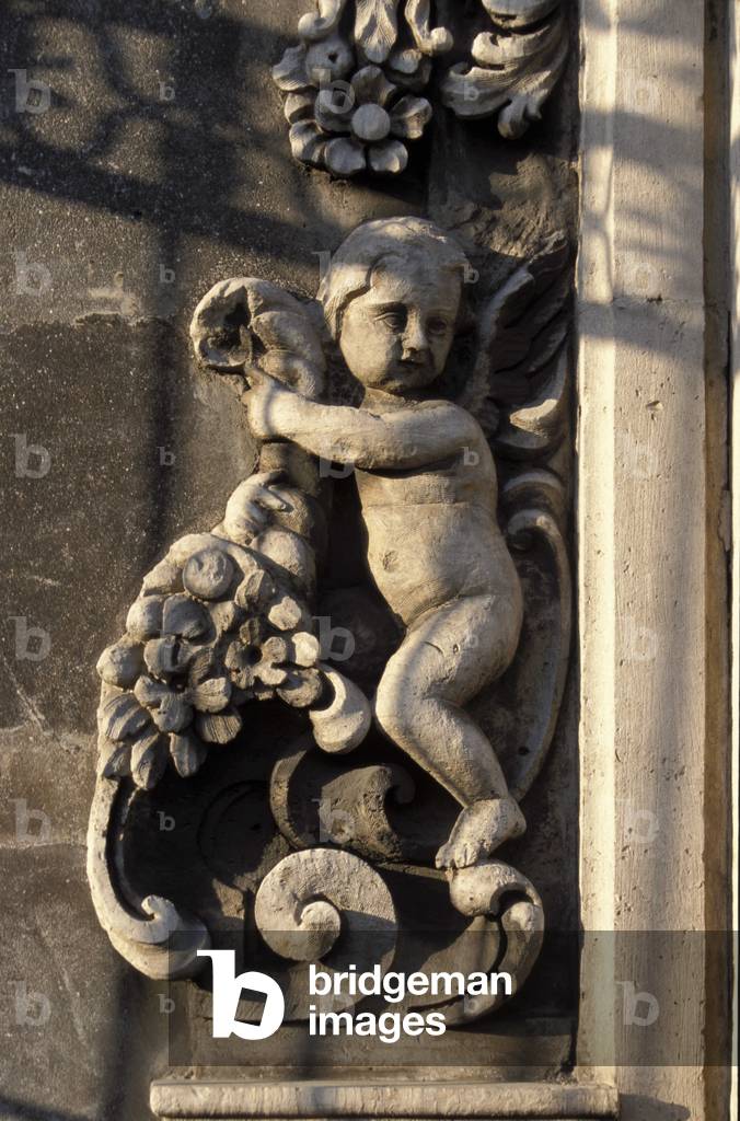 Detail of decoration of Palazzo Biscari, Catania, The baroque in Sicily, Italy