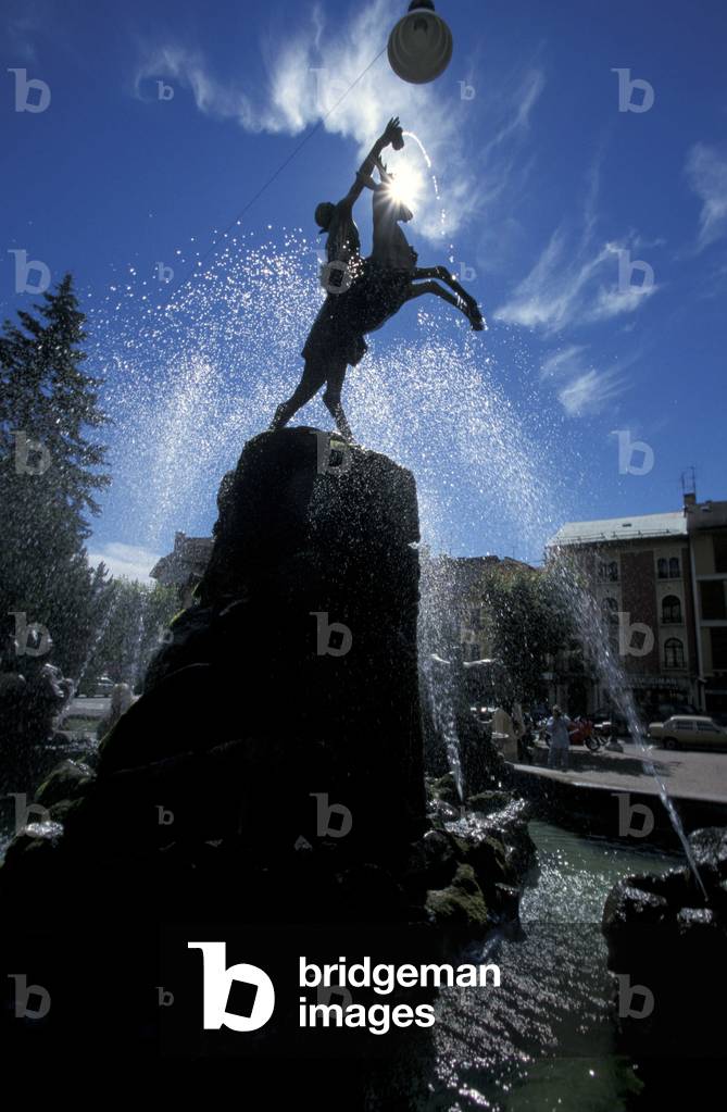 Fountain in Piazza Carli, Asia upland, Veneto, Italy