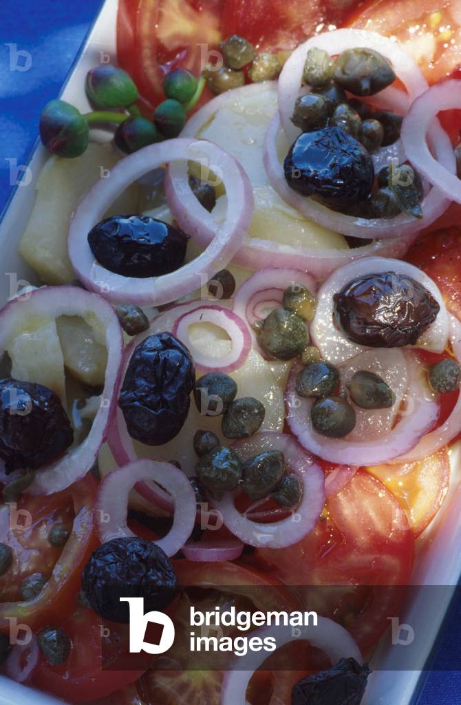 Dish with capers, Pantelleria, Sicily, Italy