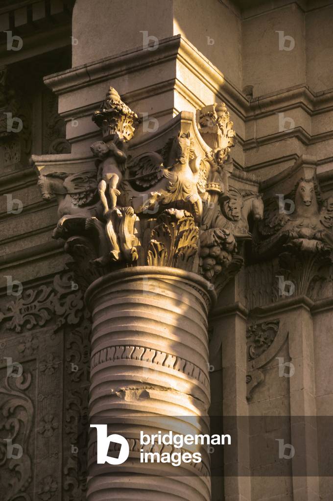 Detail of the façade, church of the Rosario in Libertini street, Lecce, Puglia, Italy