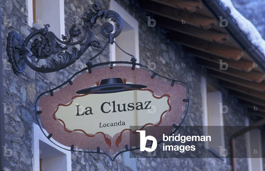 Restaurant sign, Gignod, Valle d'Aosta, Italy