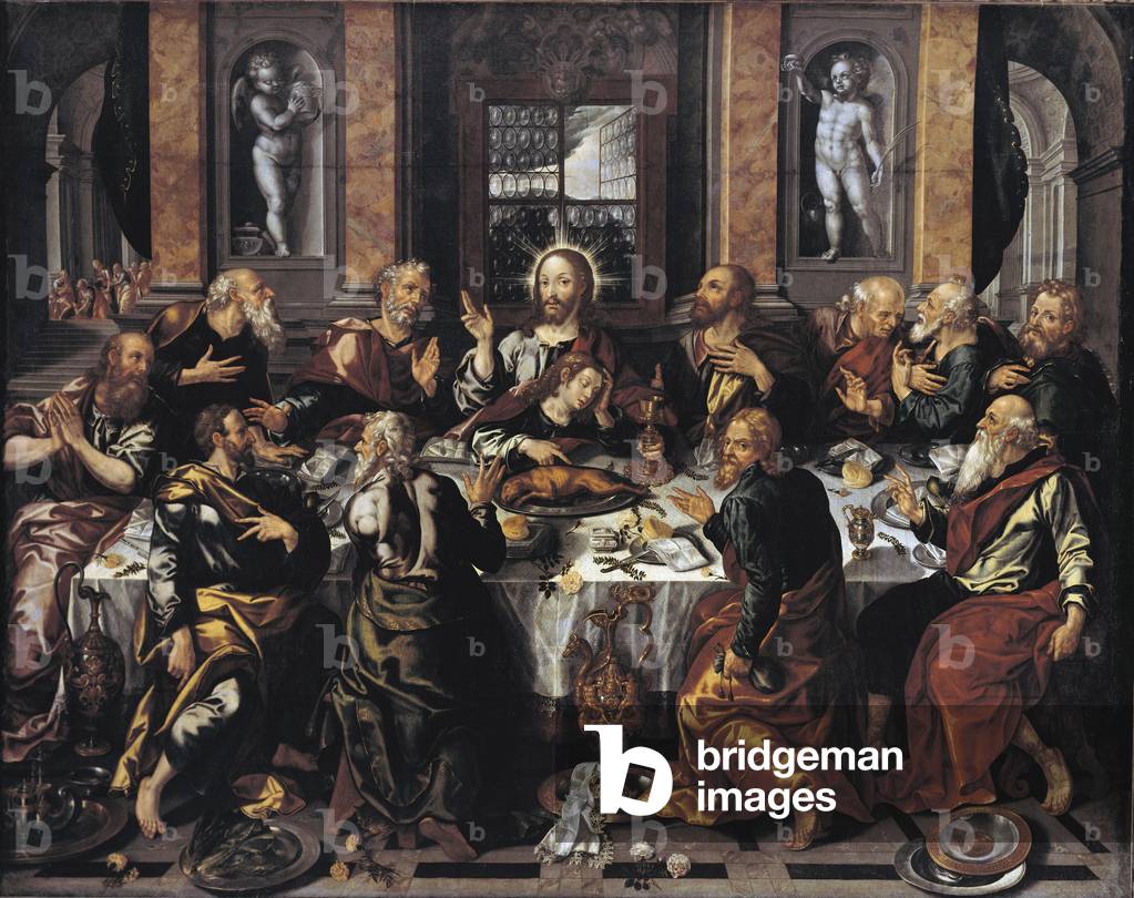 VAZQUEZ, Alonso (1564-1608). Letztes Abendmahl. 1588. (318x402 cm). Darstellung des letzten Abendmahls von ein
