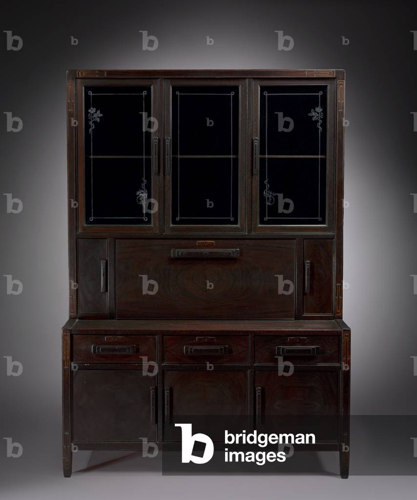 Secretary, made by Peter Hall Manufacturing Co., 1911 (mahogany with inlays and glazed doors) 