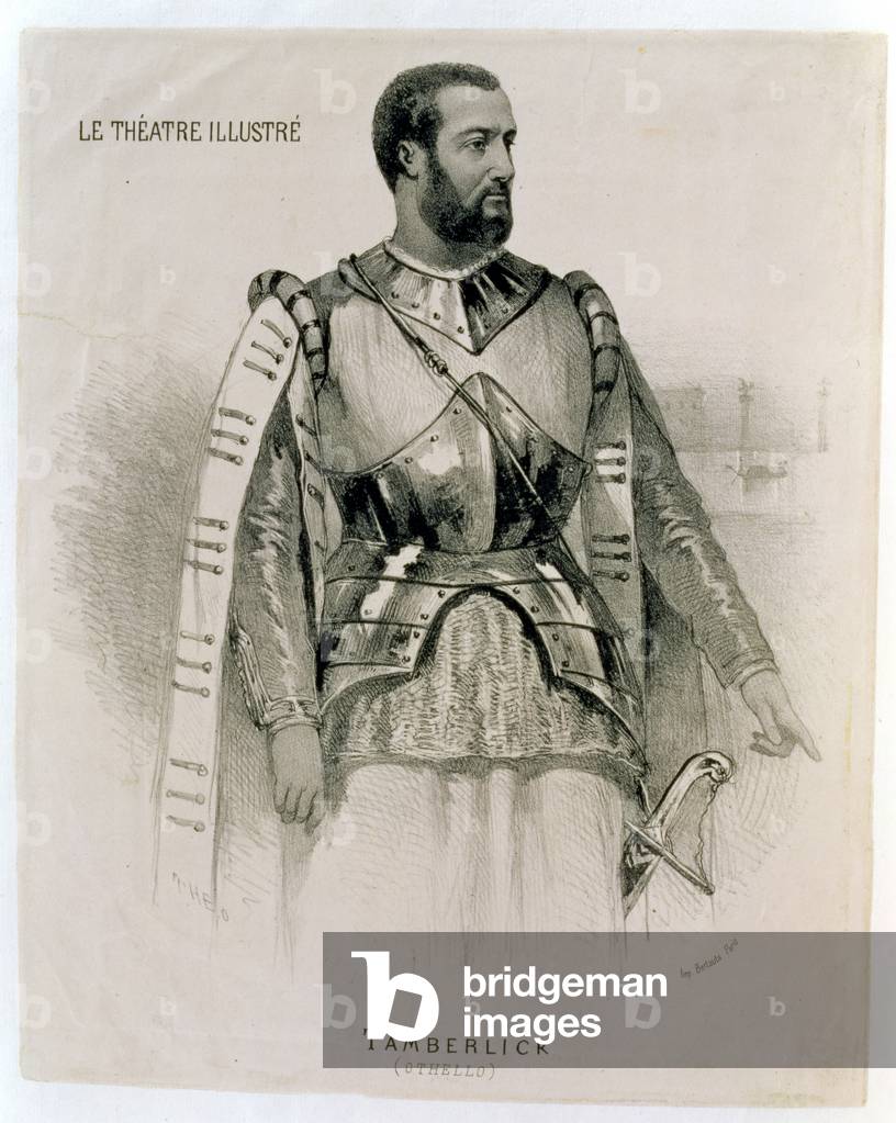 Enrico Tamberlick as Othello, from 'The Illustrated Theatre' (litho)