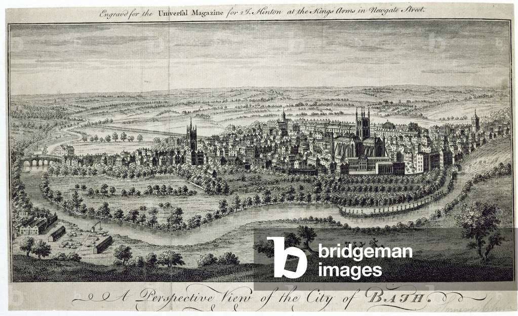 A Perspective View of the City of Bath, engraved for the 'Universal Magazine', c.1750 (engraving)