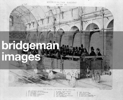 Edgware Road Station on the Inaugural Trip of the Metropolitan Railway, 24th May 1862 (litho)