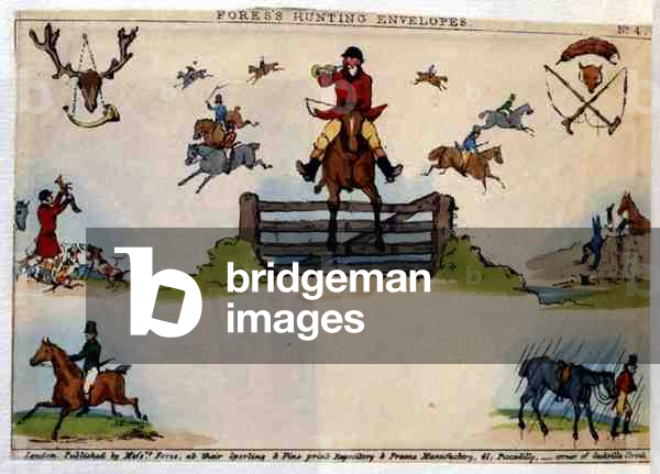 Fores's Hunting Envelope, pub. by Messrs Fores, c.1840 (coloured engraving)