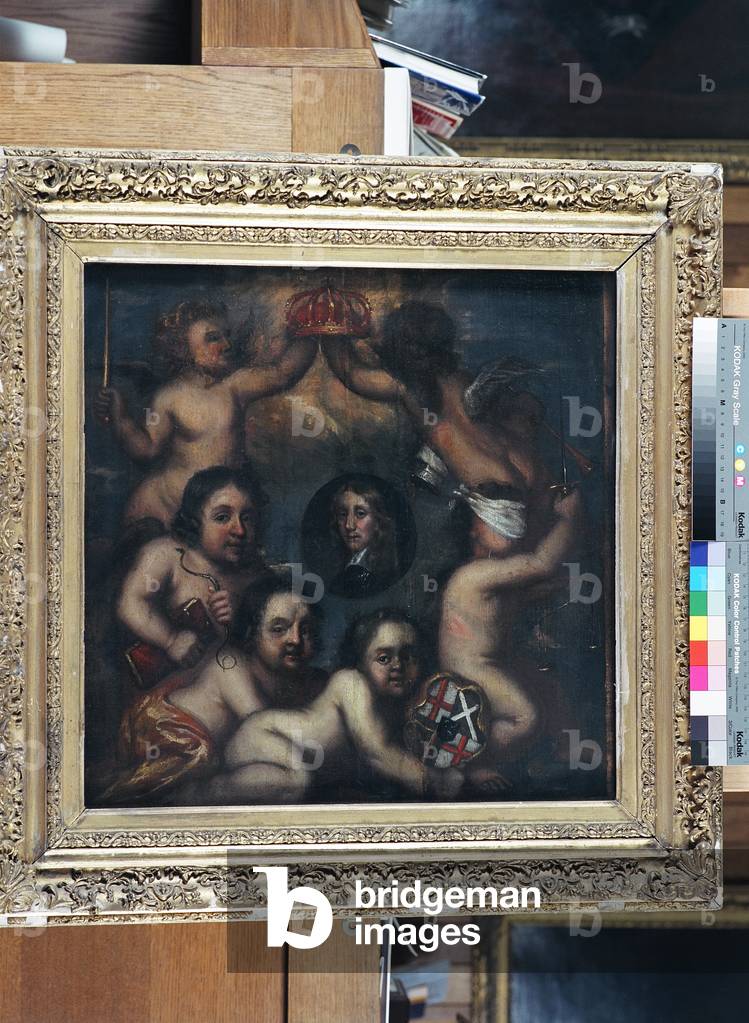 A satire of Richard Cromwell being offered the crown, c.1659 (oil on panel)