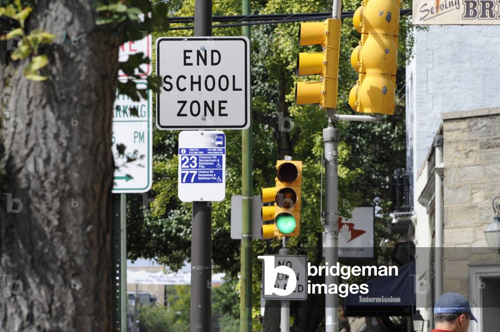 Road signs in Chestnut Hill, PA, USA (photo)