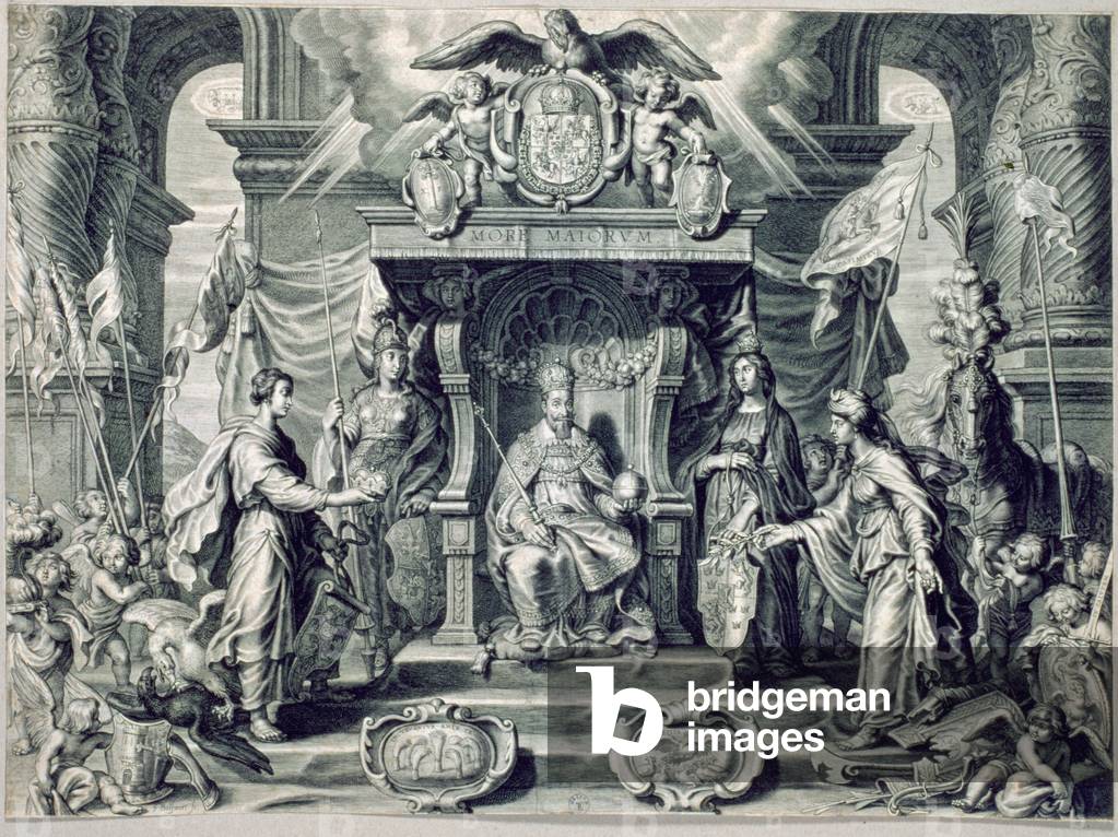 "Philosophische Thesis von Ligeza mit dem Porträt von Sigismund III (1566-1632) 1628 (Gravur)", 1628 von Schel