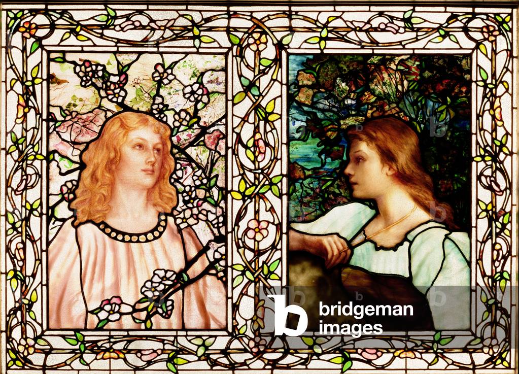 Spring and Autumn, manufactured by Tiffany Glass & Manufacturing Co., c.1892 (leaded glass)