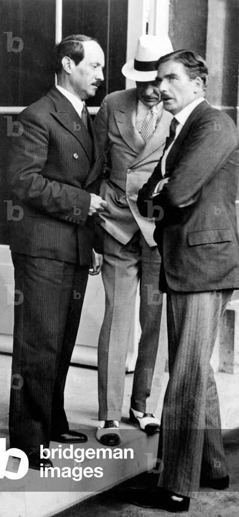 Alexis Leger, French poet called Saint-John Perse who was also embassador and secretary general of the Foreign Ministry (in 1933-1940), here with English counterpart Anthony Eden, 30's