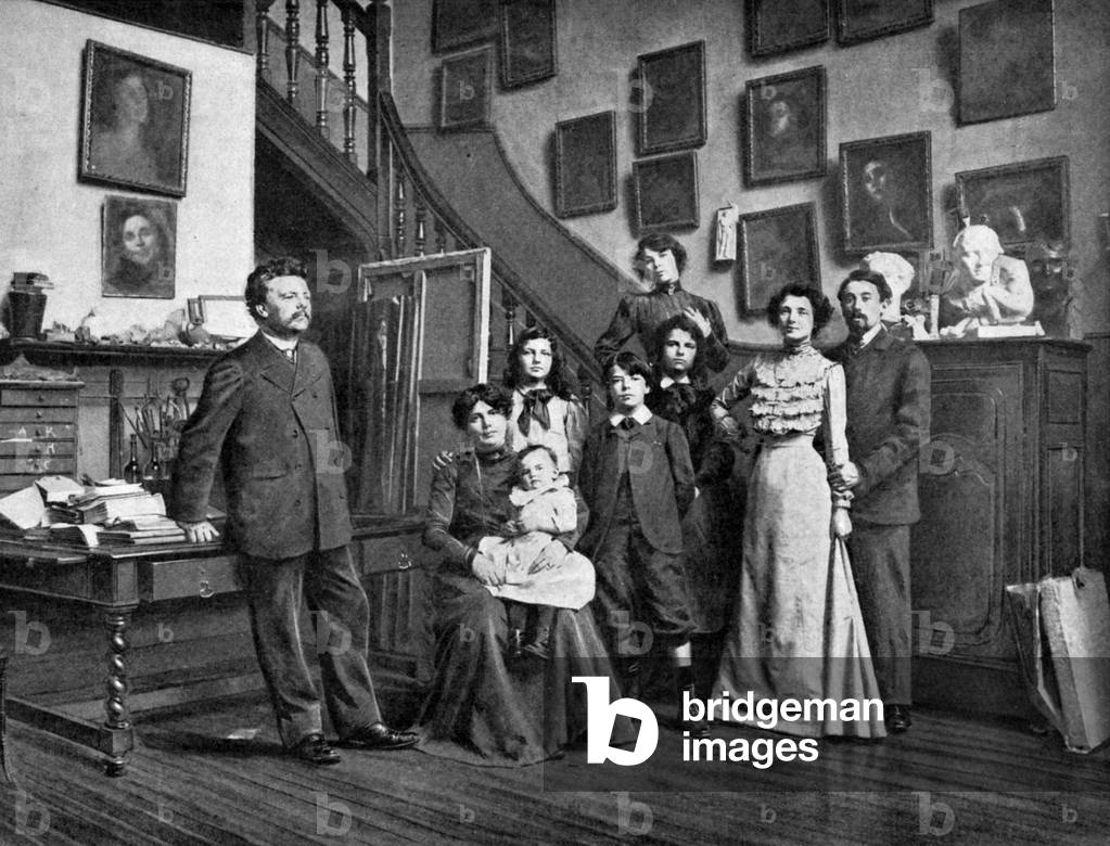 French painter Eugene Carriere (1849-1906) and his family