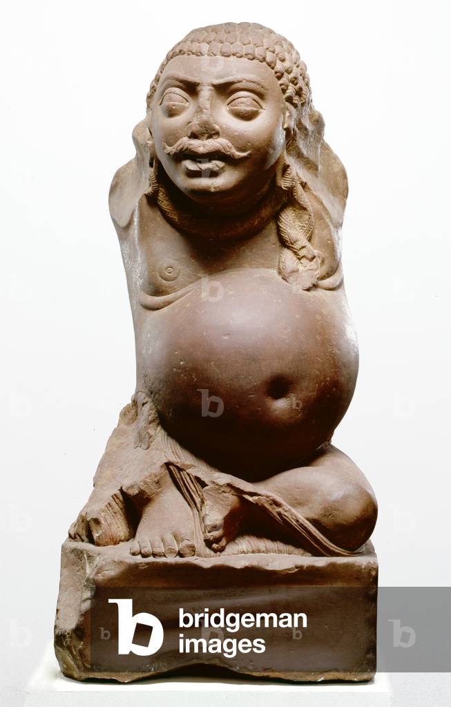 Kubera, Hindu God of Wealth, Ramnagar culture, from Ahichatra, Uttar Pradesh, 200 AD (red sandstone)