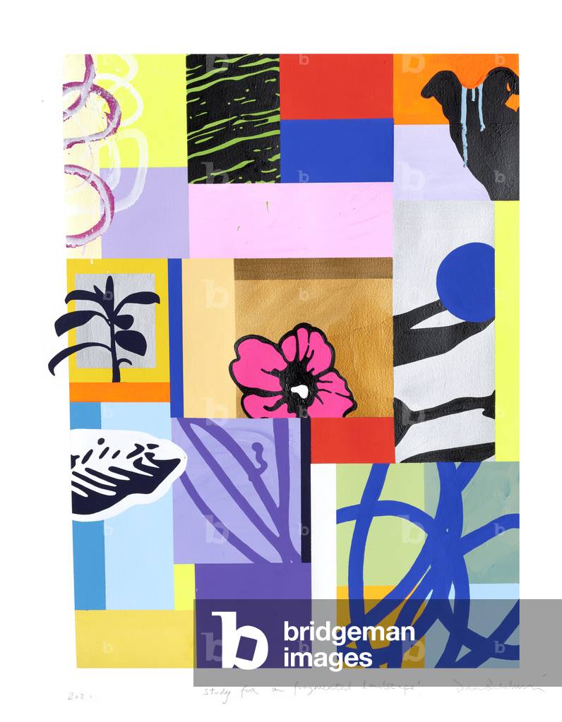 Study for Fragmented Landscape, 2020 (pigment and acrylic on paper)