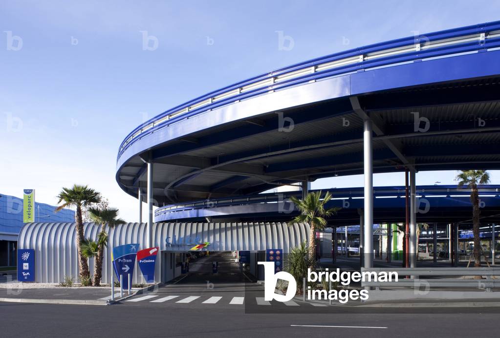 The Odysseum parking in the Marianne ZAC, rue Georges Melies in Montpellier (Gironde). Construction 2009, architects Cuno Brullmann, Jean Luc Crochon+Associes and Patrice Genet. Photography 01/12/09.