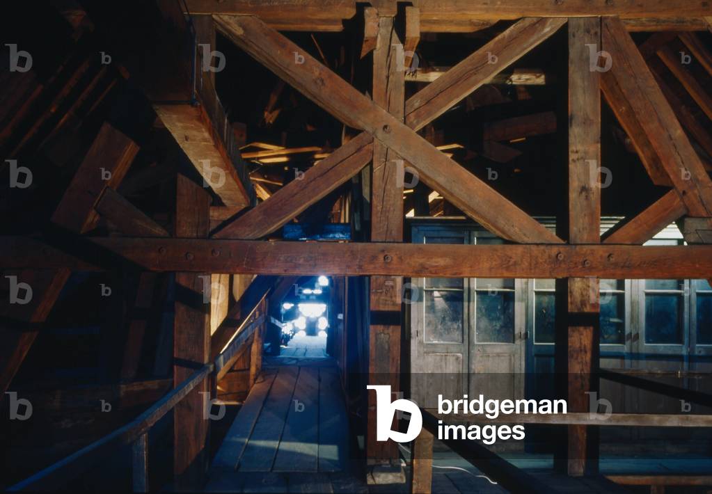 The attic of La cathedrale Notre Dame de Paris, Paris 4. Construction from 1160, rehabilitation by Viollet Le Duc, 19th century.