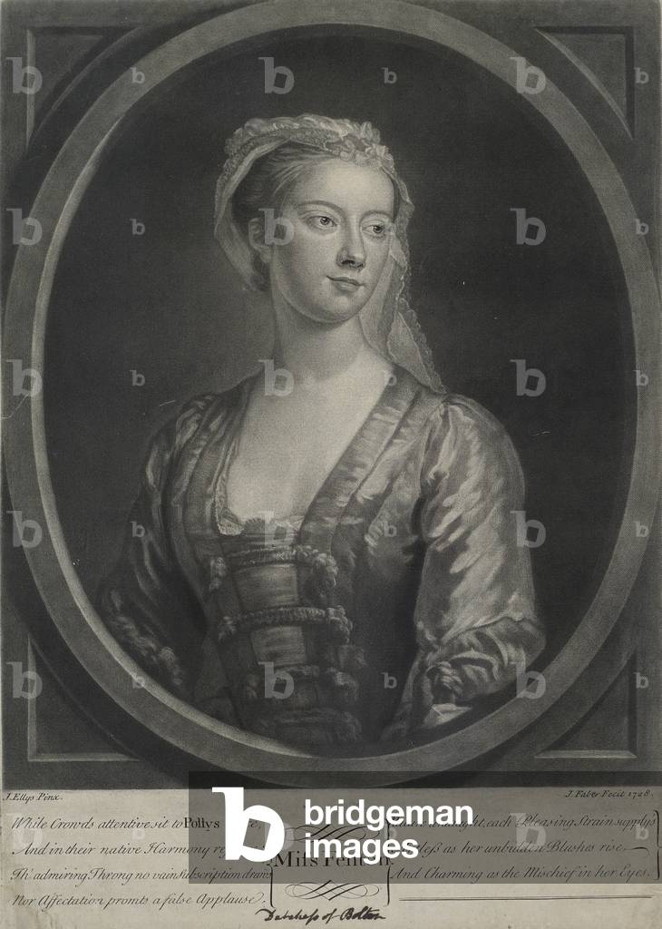 Miss Fenton, engraved by John Faber the Younger (c.1695-1756), 1728 (mezzotint)