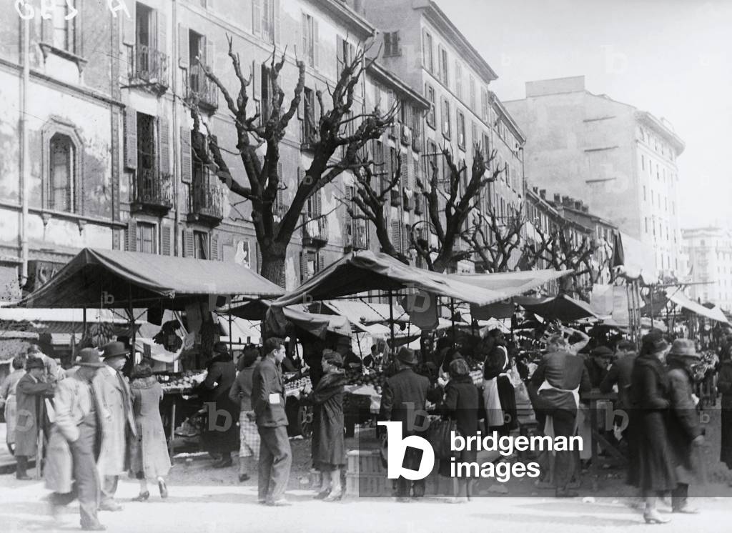 The fruit and vegetable market of Verziere in Milan, Italy 20th Century