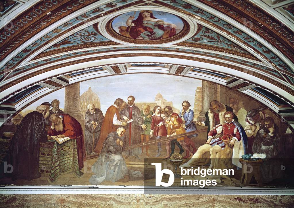 Image of Galileo Galilei demonstrating the law free-falling bodies