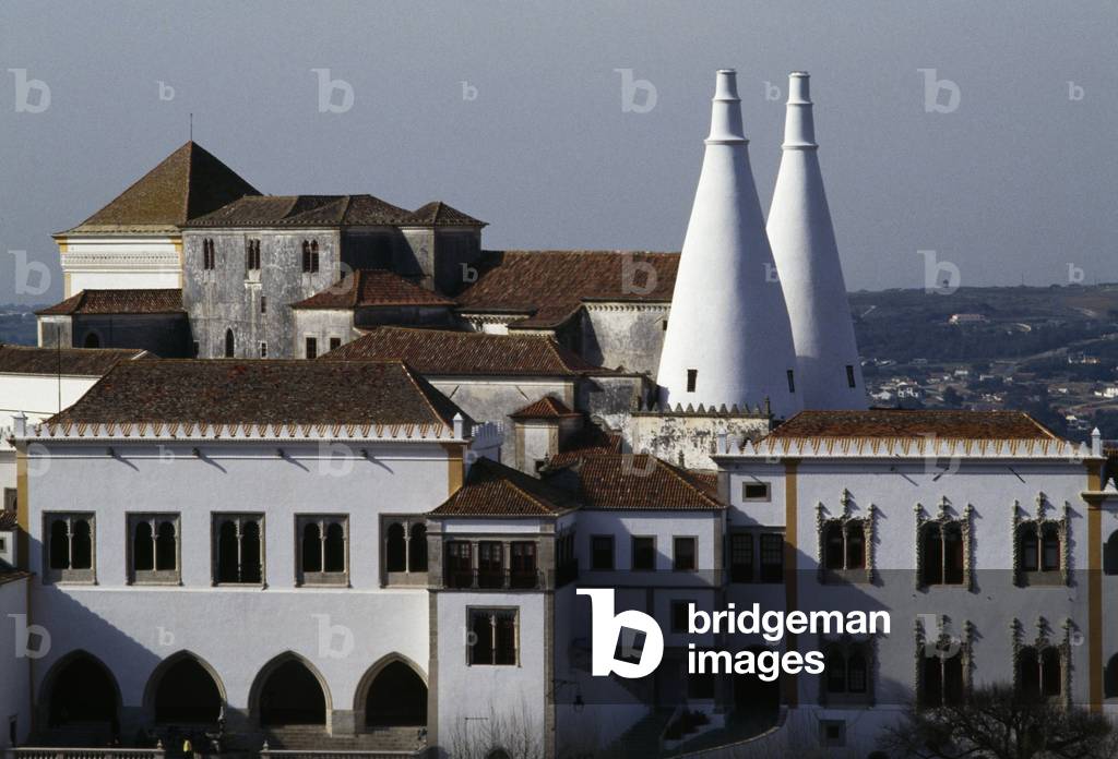 View of Sintra National Palace, former Royal Palace, Sintra (Unesco World Heritage List, 1995), Historical Province of Extremadura, Lisbon, Portugal, 13th-18th century