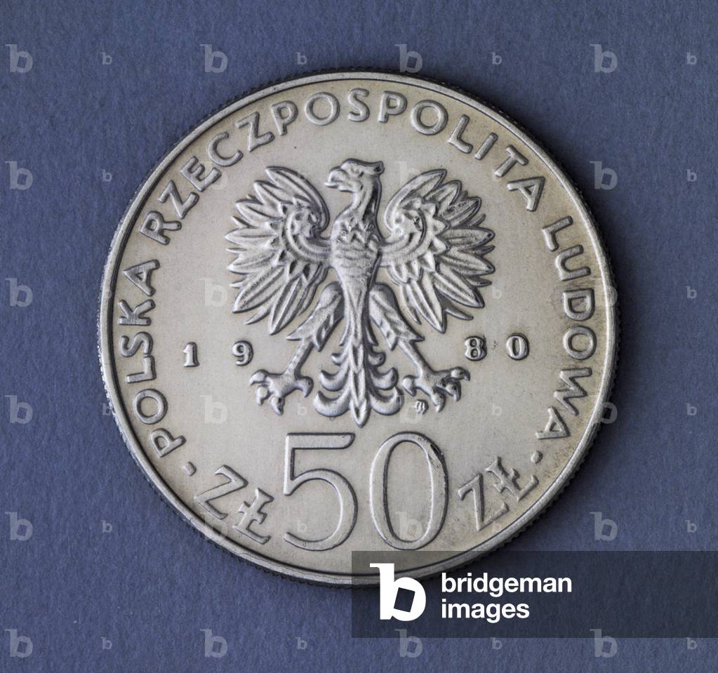 50 zloty coin, 1980, obverse, eagle, Poland, 20th century
