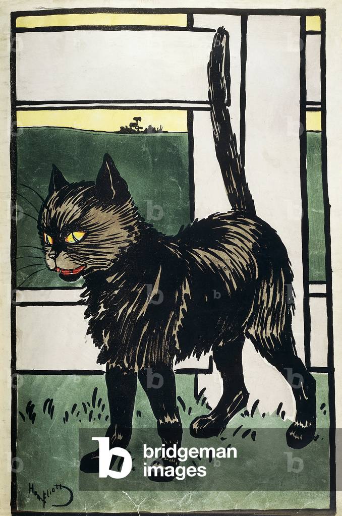 Il gatto nero, c.1900 (disegno)