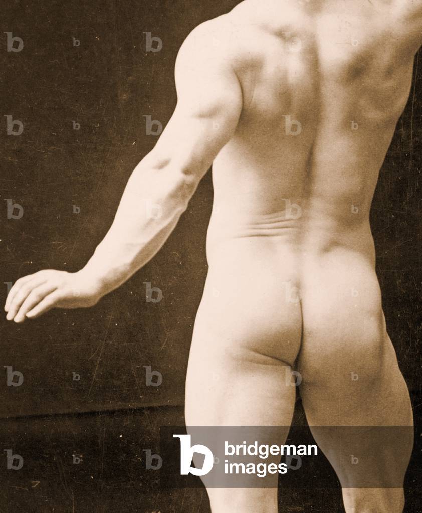 Eugen Sandow, in classical ancient Greco-Roman pose, (detail of DGC 1073442) c.1894 (b/w photo)