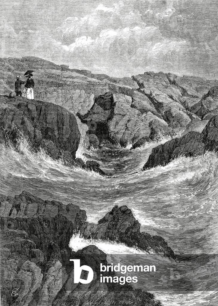 The Spouting Cave, Newport, Rhode Island, USA, May 4, 1872 (litho)