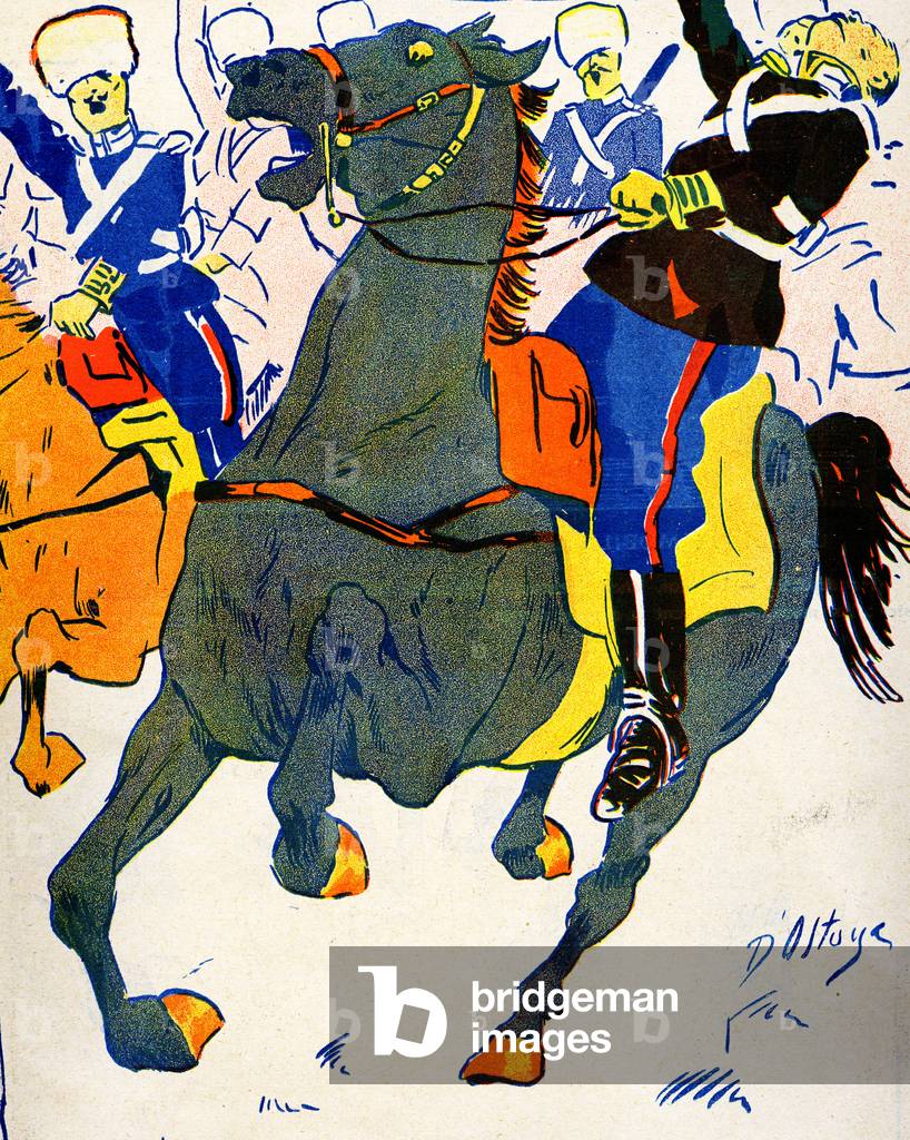 Bulgaria Mobilising it's troops for war,  1908. (litho).