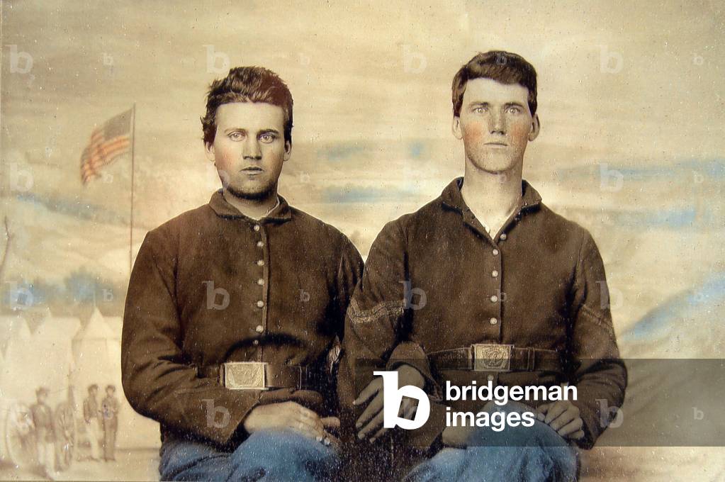 Two Civil War Soldiers, 1861 (tintype photo)